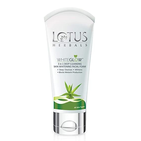Lotus Herbals WhiteGlow 3-In-1 Deep Cleansing Skin Whitening Facial Foam, face wash, for all skin types , 100g